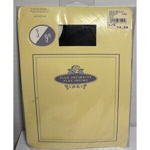 Plus Intimates Pantyhose L/G Black Womens 100% Nylon